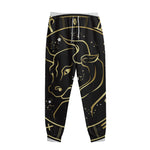 Gold And Black Taurus Sign Print Sweatpants