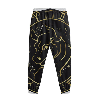 Gold And Black Taurus Sign Print Sweatpants
