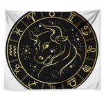Gold And Black Taurus Sign Print Tapestry