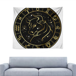 Gold And Black Taurus Sign Print Tapestry