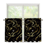 Gold And Black Taurus Sign Print Tier Curtains