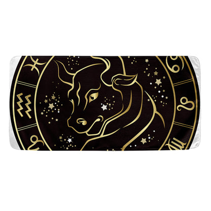 Gold And Black Taurus Sign Print Towel