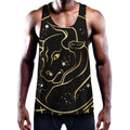 Gold And Black Taurus Sign Print Men's Workout Tank Top