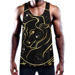 Gold And Black Taurus Sign Print Training Tank Top