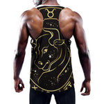 Gold And Black Taurus Sign Print Training Tank Top