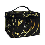 Gold And Black Taurus Sign Print Travel Makeup Bag
