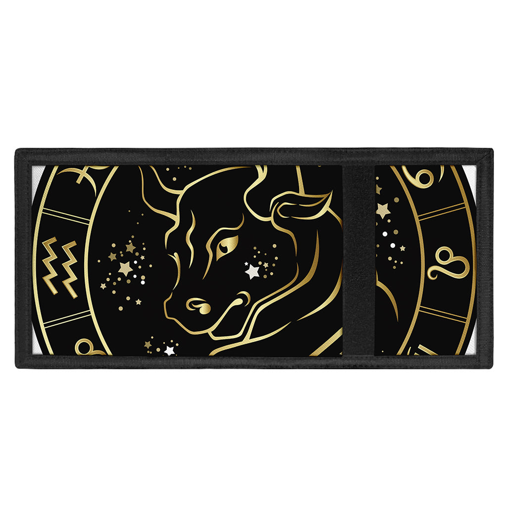 Gold And Black Taurus Sign Print Trifold Wallet