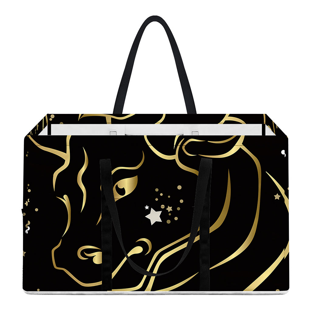 Gold And Black Taurus Sign Print Utility Tote Bag