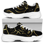 Gold And Black Taurus Sign Print White Chunky Shoes