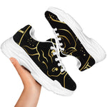 Gold And Black Taurus Sign Print White Chunky Shoes