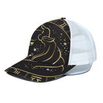 Gold And Black Taurus Sign Print White Mesh Trucker Cap