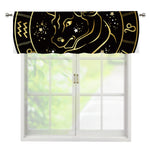 Gold And Black Taurus Sign Print Window Valance