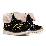 Gold And Black Taurus Sign Print Winter Boots