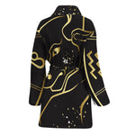 Gold And Black Taurus Sign Print Women's Bathrobe