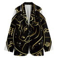 Gold And Black Taurus Sign Print Women's Blazer