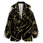 Gold And Black Taurus Sign Print Women's Blazer