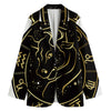 Gold And Black Taurus Sign Print Women's Cotton Blazer