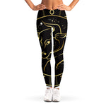Gold And Black Taurus Sign Print Women's Leggings