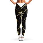 Gold And Black Taurus Sign Print Women's Leggings