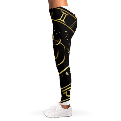 Gold And Black Taurus Sign Print Women's Leggings
