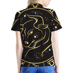 Gold And Black Taurus Sign Print Women's Polo Shirt