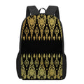 Gold And Black Thai Pattern Print 17 Inch Backpack