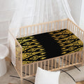 Gold And Black Thai Pattern Print Baby Crib Sheet