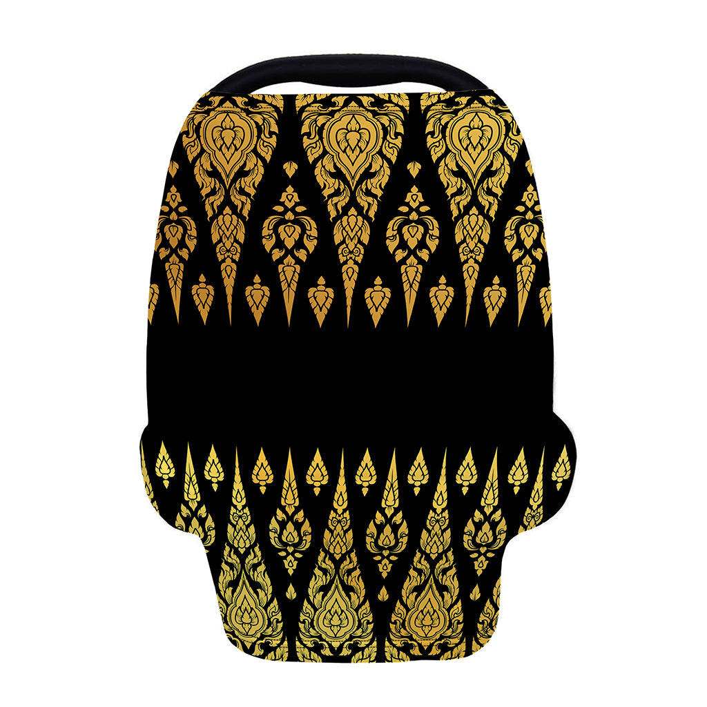 Gold And Black Thai Pattern Print Baby Seat Cover