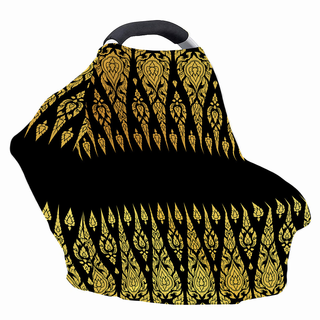 Gold And Black Thai Pattern Print Baby Seat Cover