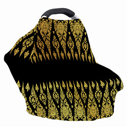 Gold And Black Thai Pattern Print Baby Seat Cover