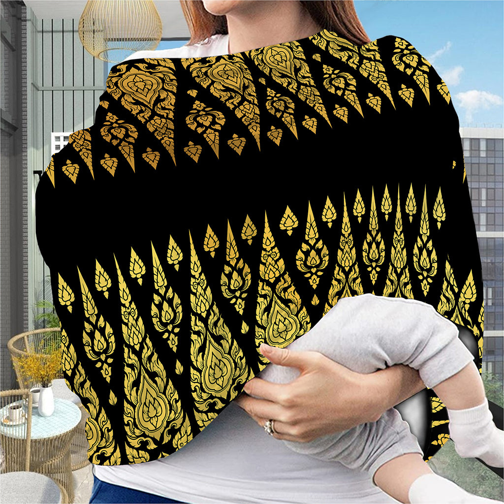 Gold And Black Thai Pattern Print Baby Seat Cover