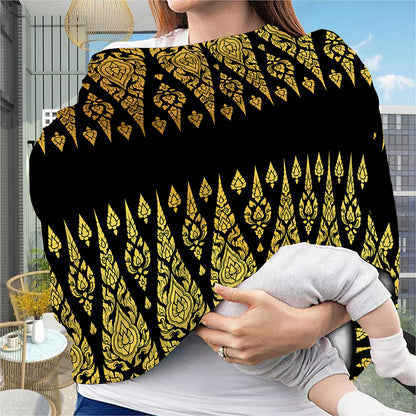 Gold And Black Thai Pattern Print Baby Seat Cover