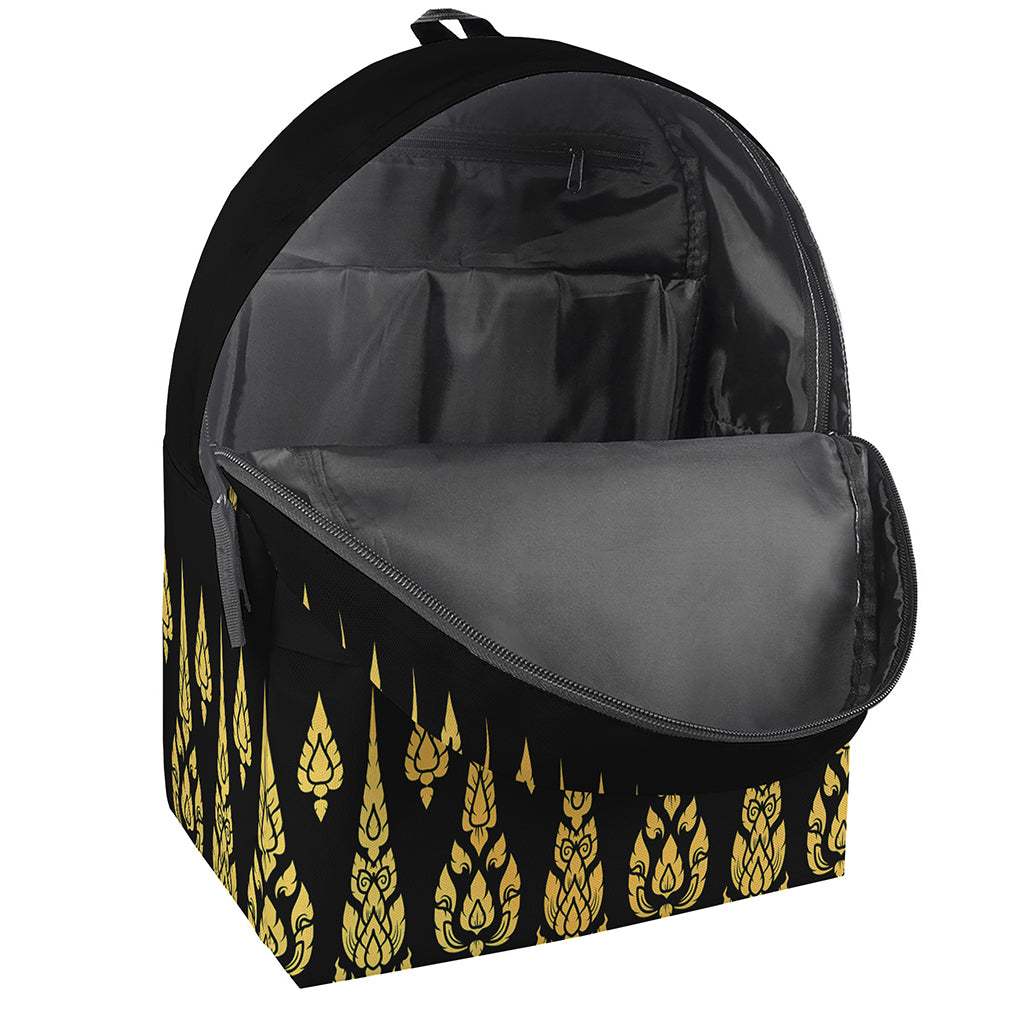 Gold And Black Thai Pattern Print Backpack