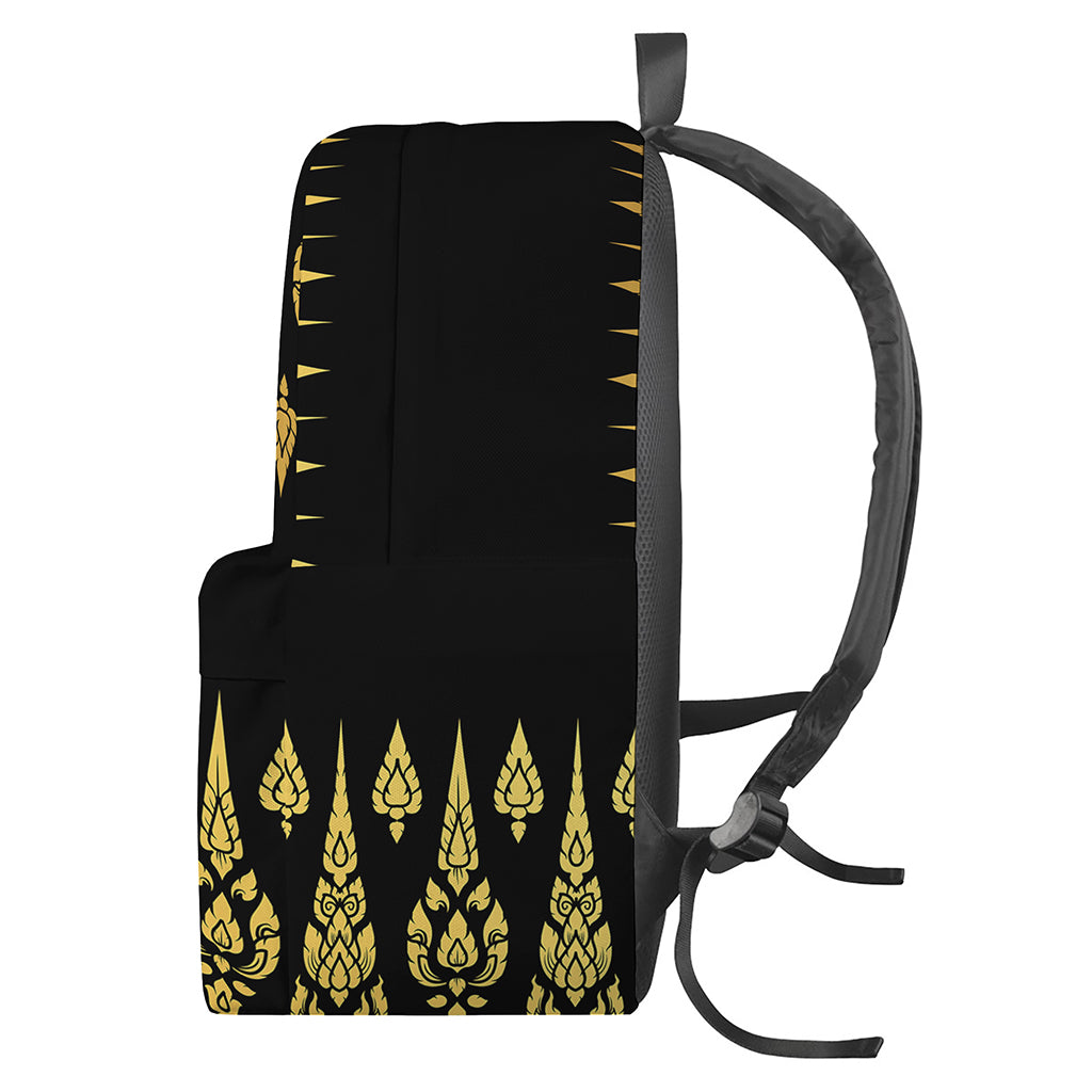 Gold And Black Thai Pattern Print Backpack