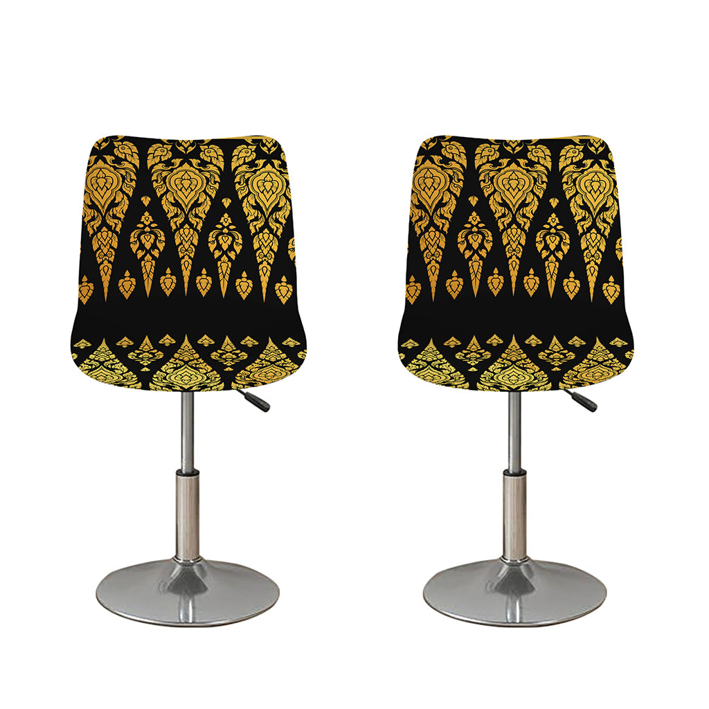 Gold And Black Thai Pattern Print Bar Stool Covers
