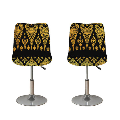 Gold And Black Thai Pattern Print Bar Stool Covers