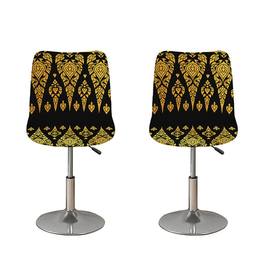 Gold And Black Thai Pattern Print Bar Stool Covers