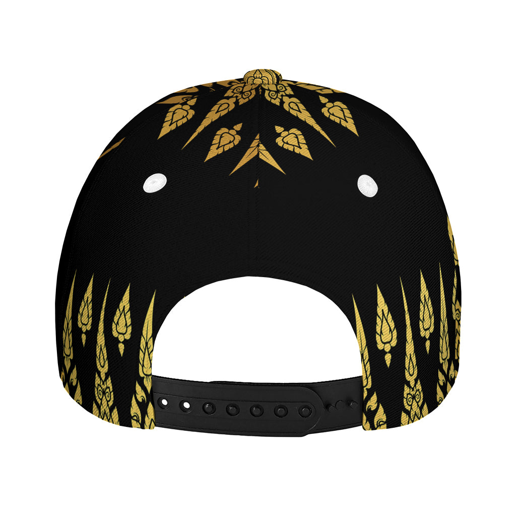 Gold And Black Thai Pattern Print Baseball Cap