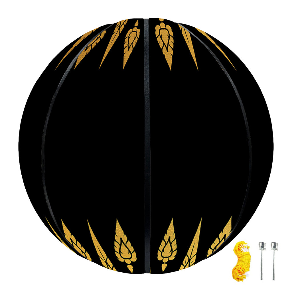Gold And Black Thai Pattern Print Basketball