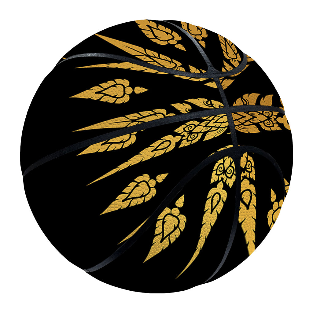 Gold And Black Thai Pattern Print Basketball