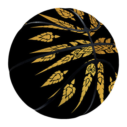 Gold And Black Thai Pattern Print Basketball