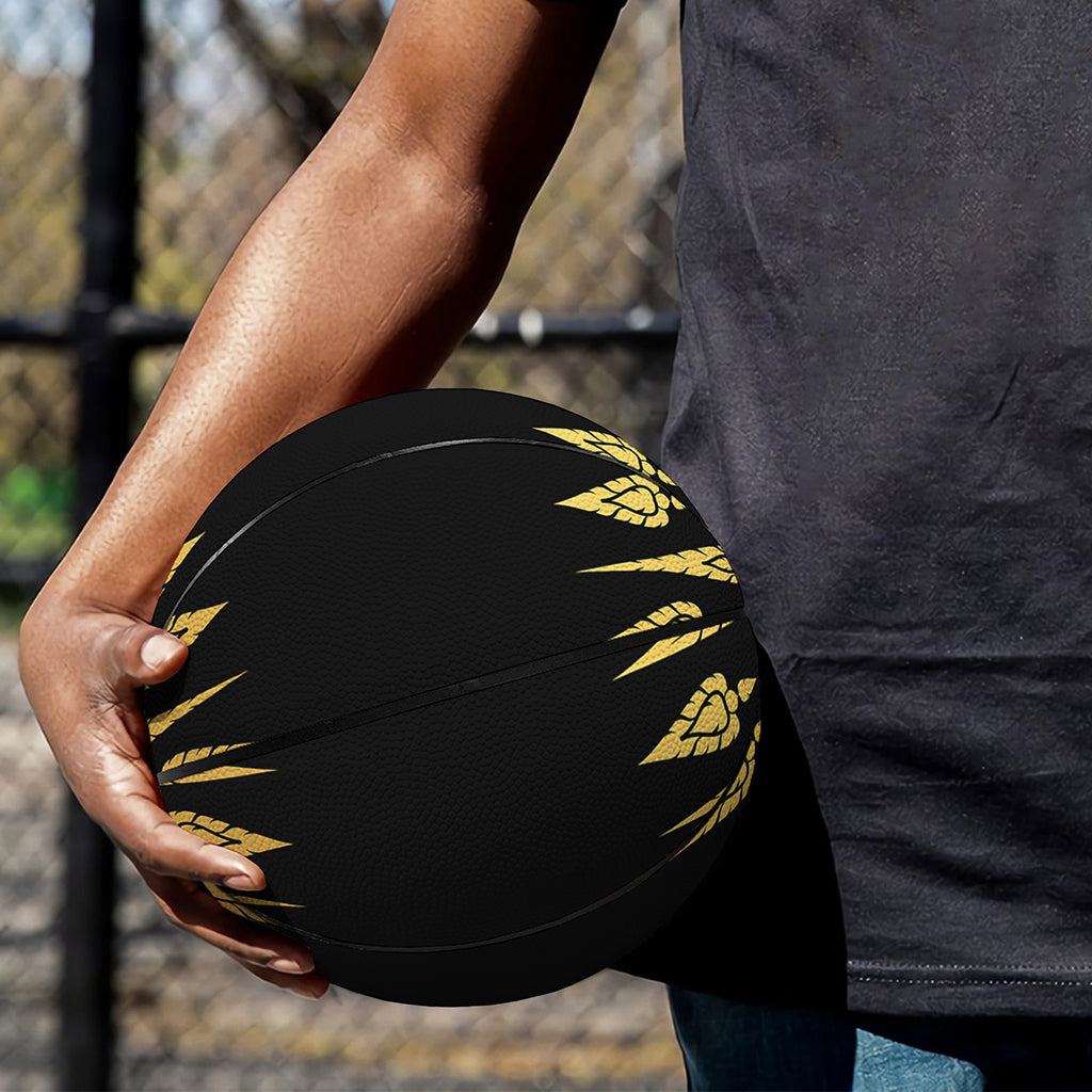 Gold And Black Thai Pattern Print Basketball