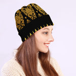 Gold And Black Thai Pattern Print Beanie