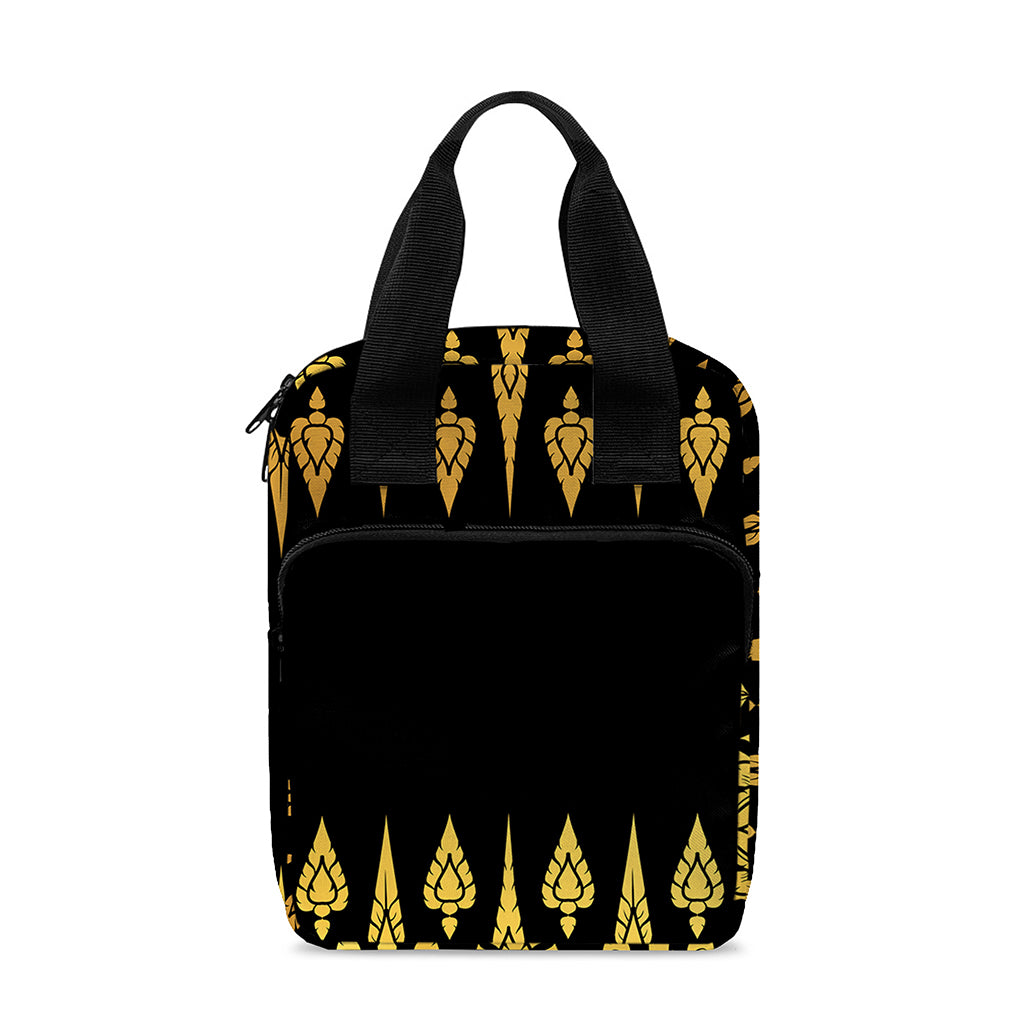 Gold And Black Thai Pattern Print Bible Tote Bag