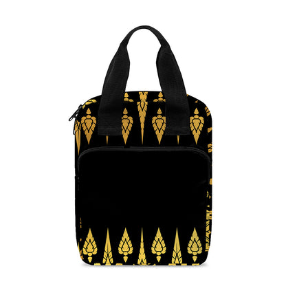 Gold And Black Thai Pattern Print Bible Tote Bag