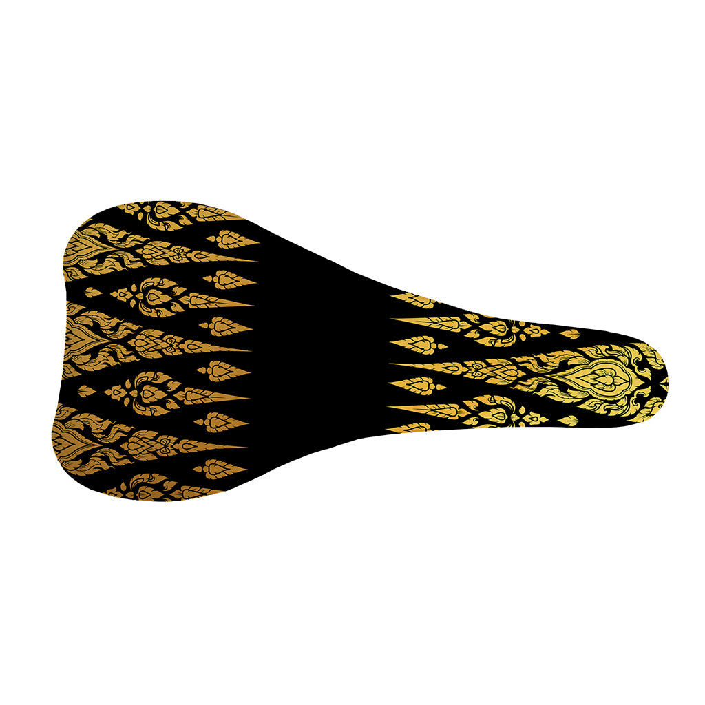 Gold And Black Thai Pattern Print Bicycle Seat Cover