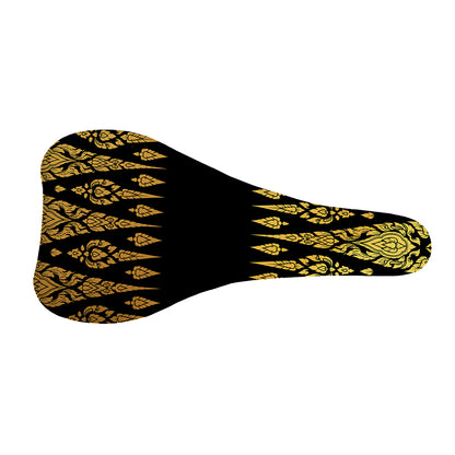 Gold And Black Thai Pattern Print Bicycle Seat Cover