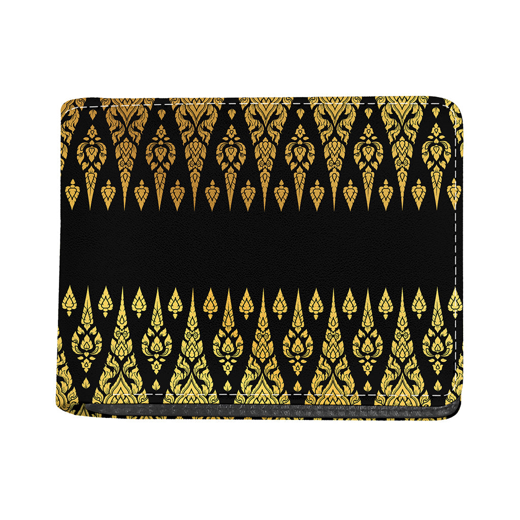 Gold And Black Thai Pattern Print Bifold Wallet
