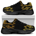 Gold And Black Thai Pattern Print Black Chunky Shoes