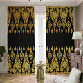 Gold And Black Thai Pattern Print Dimout Pencil Pleat Curtains